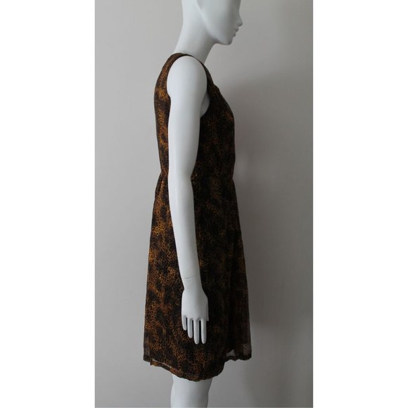 Burberry Brit Zip-Front Leopard-Print Mulberry Silk Dress Size 4 Georgette - Picture 10 of 14